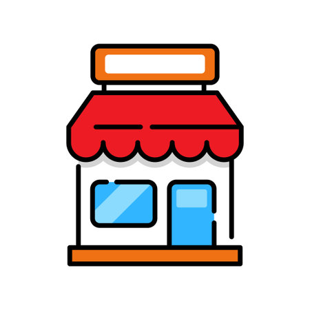 Store building icon in colorful style isolated on white backgroundのイラスト素材