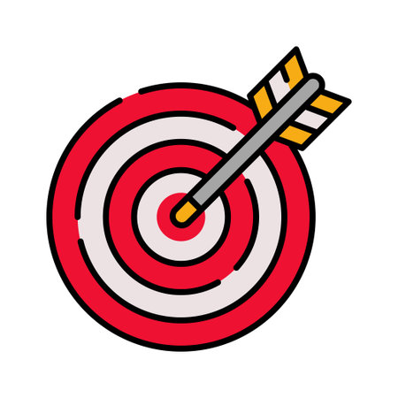 Target icon in colorful style isolated on white backgroundのイラスト素材