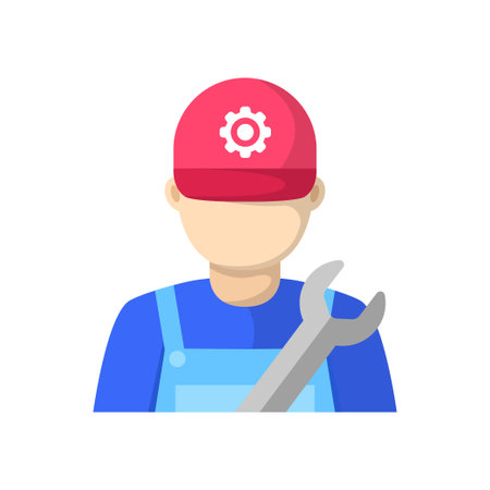 Simple technician avatar vector illustration in flat style isolated on white background. Technician iconのイラスト素材
