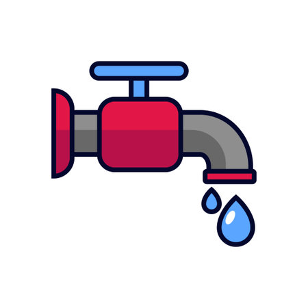 Faucet icon in a filled outline style isolated on white background. Simple faucet vector illustrationのイラスト素材