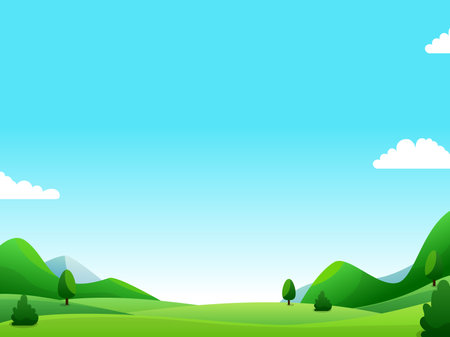 Field landscape vector illustration with blue sky suitable for backgroundのイラスト素材