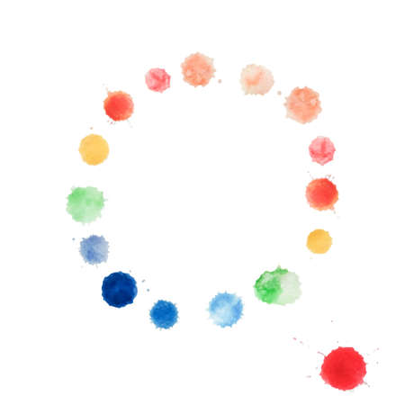 Abstract water color circle handpaint on white background. Vector watercolor composition for scrapbook. のイラスト素材