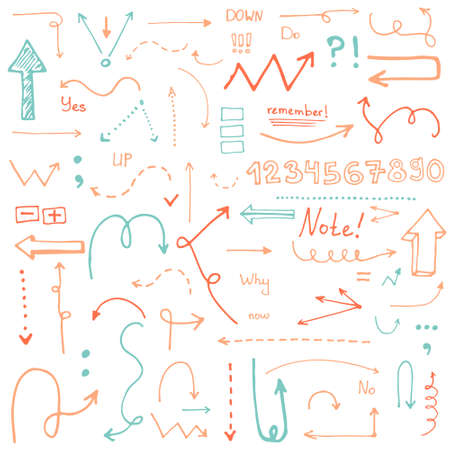 Perfect vintage hand drawn arrows made in vector. Beautiful fully editable business design element.のイラスト素材