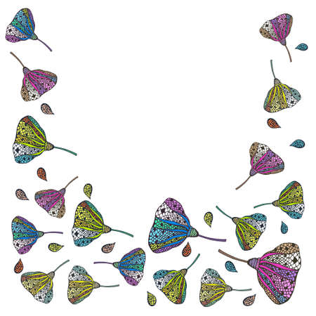 Beautiful flower drawn by hand. Perfect floral card template for your design. の写真素材
