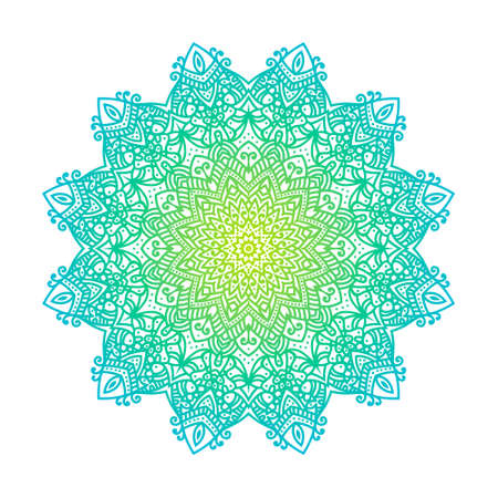 Mandala -round vector ornament. Traditional indian symbol. Geometric circle element. Hand drawn vintage spiritual and meditation icon. Graphic template for your design. Isolated on white background.のイラスト素材