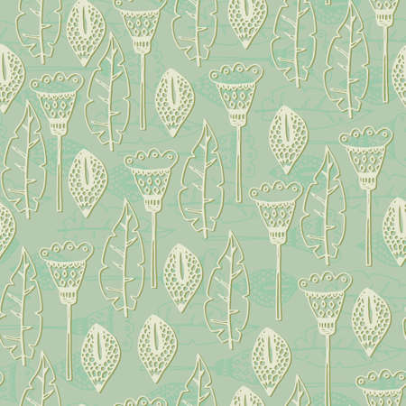 Cute seamless texture with perfect natural leaves. Hand drawn botanical background. Use this pattern for wedding invitations, wraping or as a background on your website.のイラスト素材