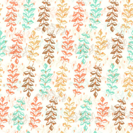 Cute seamless texture with perfect natural leaves anf flowers. Hand drawn botanical background. Use this pattern for wedding invitations, wraping or as a background on your website. Eps10 vector.のイラスト素材