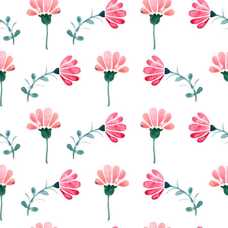 Floral watercolor seamless pattern. Beautiful vector hand drawn texture. Romantic background for web pages, wedding invitations, save the date cards. Watercolor vector.のイラスト素材