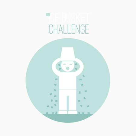 Ice Bucket Challenge - fund raising  vector concept. Viral social activity. People dumping buskers of cold icy water on themselves for charity and donations.のイラスト素材