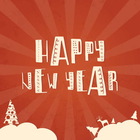 Christmas and New Year vector greeting card. Xmas illustration and design element. Great card, wrapping paper or backdrop. Handlettering invitation. Typography hand drawn unique card design.のイラスト素材