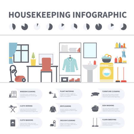 House cleaning infographic made in vectorのイラスト素材