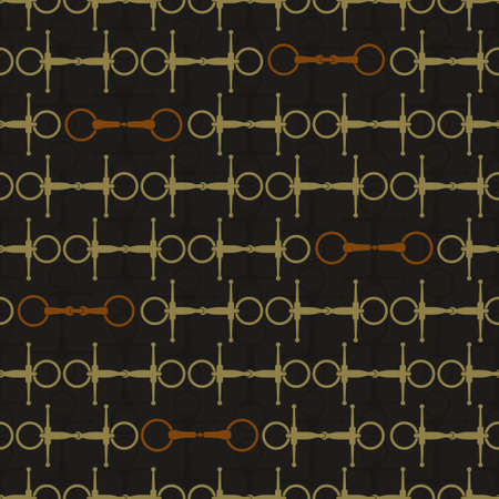 Vintage equine background with saddles and bits. Perfect equine seamless texture made in vector. Horseriding design. Horse supplies.のイラスト素材