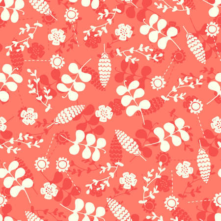 Cute seamless texture with perfect flowers. Cute hand drawn floral botanical background. Vector file organized in groups for easy editing.のイラスト素材