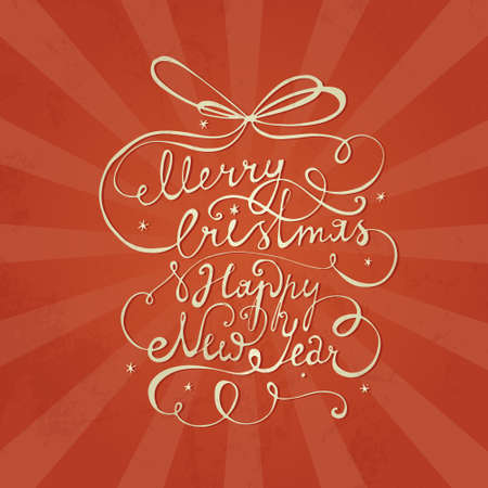 Christmas and New Year vector greeting card. Xmas illustration and design element. Great card, wrapping paper or backdrop. Handlettering invitation. Typography hand drawn unique card design.のイラスト素材