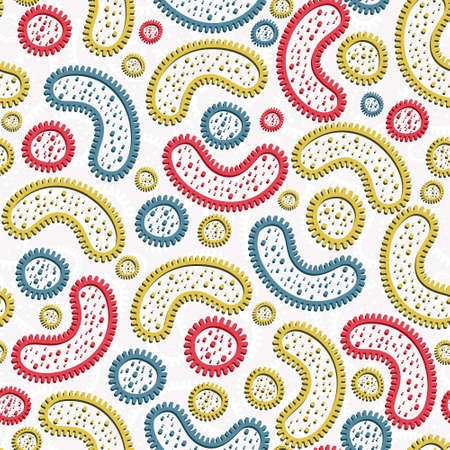 Seamless pattern with bacterium, vector seamless medical and science texture. Simple microorganism texture.のイラスト素材