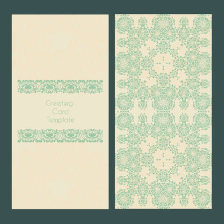 Vector lace card in Victorian style. Ornate element for design and place for text, perfect for invitations, greeting cards, save the date and wedding cards.のイラスト素材
