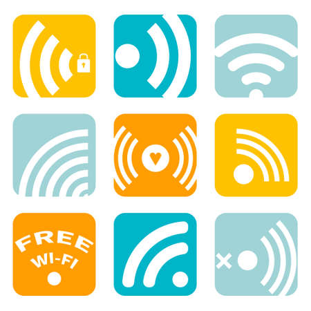 Perfect collection of wi-fi symbols made in modern flat style. Vector wireless and wifi icons.