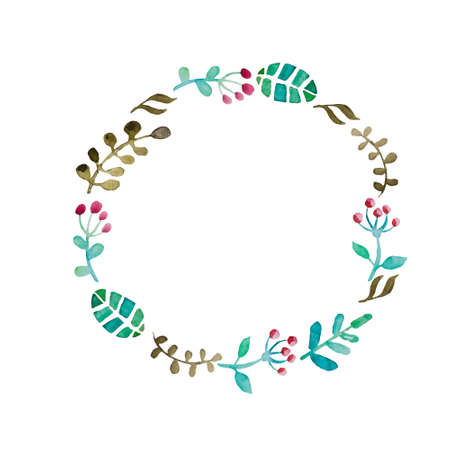 Hand paint frame of watercolor flowers made in vector. Perfect hand paint wreath for invitations, cards, DIY projects or for any other kind of design. Bright summer illustration.のイラスト素材