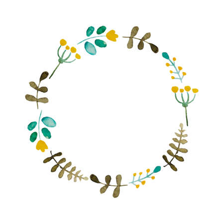 Hand paint frame of watercolor flowers made in vector. Perfect hand paint wreath for invitations, cards, DIY projects or for any other kind of design. Bright summer illustration.のイラスト素材