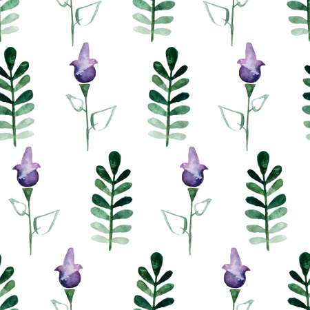 Floral watercolor seamless pattern. Beautiful vector hand drawn texture. Romantic background for web pages, wedding invitations, save the date cards. Watercolor vector.のイラスト素材