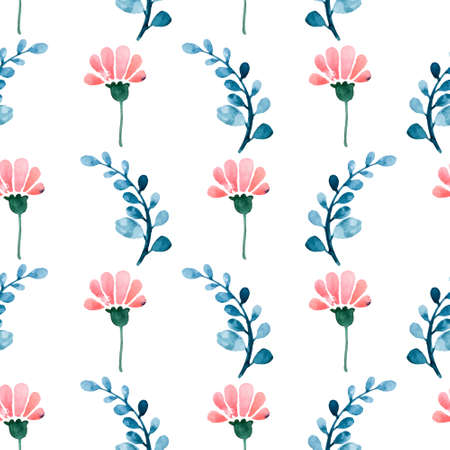 Floral watercolor seamless pattern. Beautiful vector hand drawn texture. Romantic background for web pages, wedding invitations, save the date cards. Watercolor vector.のイラスト素材