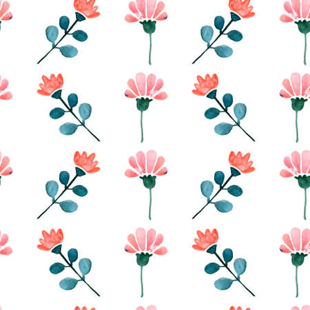 Floral watercolor seamless pattern. Beautiful vector hand drawn texture. Romantic background for web pages, wedding invitations, save the date cards. Watercolor vector.のイラスト素材