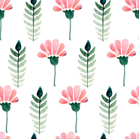 Floral watercolor seamless pattern. Beautiful vector hand drawn texture. Romantic background for web pages, wedding invitations, save the date cards. Watercolor vector.のイラスト素材