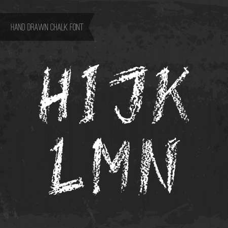 Handdrawn chalk font - vector file with separated letters H, I, J, K, L, M, N. Real chalk texture.のイラスト素材