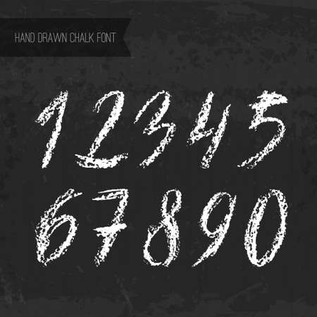 Handdrawn chalk numbers - vector file with separated numbers. Real chalk texture.のイラスト素材