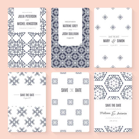 Set of perfect vector card templates. Ideal for Save The Date, baby shower, mothers day, valentines day, birthday cards, invitations.のイラスト素材