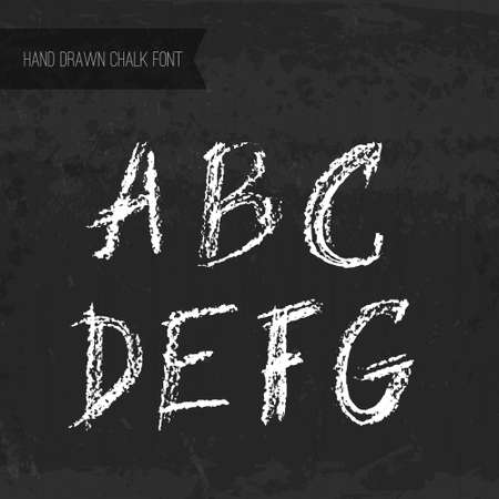 Handdrawn chalk font - vector file with separated letters A, B, C, D, E, F, G. Real chalk texture.のイラスト素材