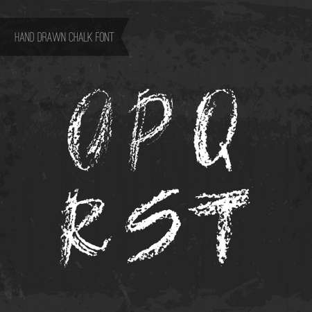 Handdrawn chalk font - vector file with separated letters O, P, Q, R, S, T. Real chalk texture.のイラスト素材