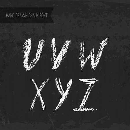 Handdrawn chalk font - vector file with separated letters U, V, W, X, Y, Z. Real chalk texture.のイラスト素材