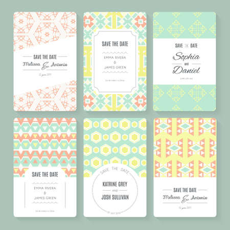 Set of perfect vector card templates. Ideal for Save The Date, baby shower, mothers day, valentines day, birthday cards, invitations.のイラスト素材