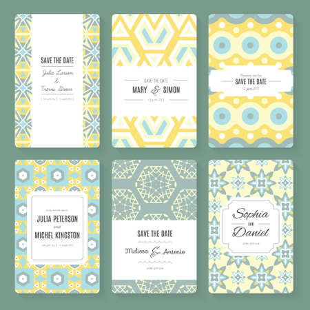 Stylish save the date or wedding invitation card collection. Vector romantic card template. Perfect for wedding invitations, wedding cards, baby shower.のイラスト素材