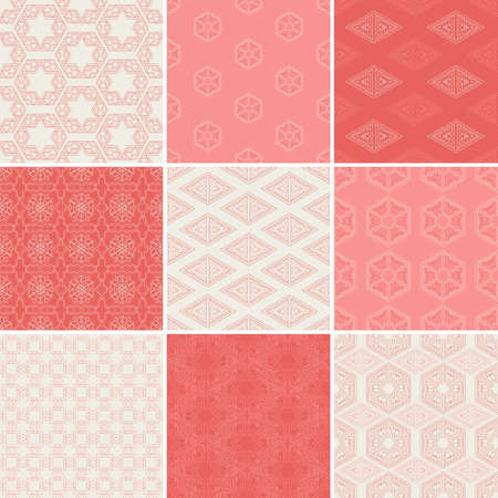 Set of nine seamless geometrical patterns. Vintage textures. Decorative for cards, invitations, web...