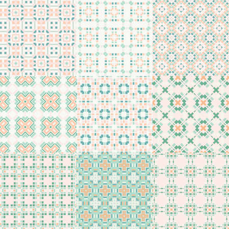 Set of nine seamless geometrical patternsのイラスト素材