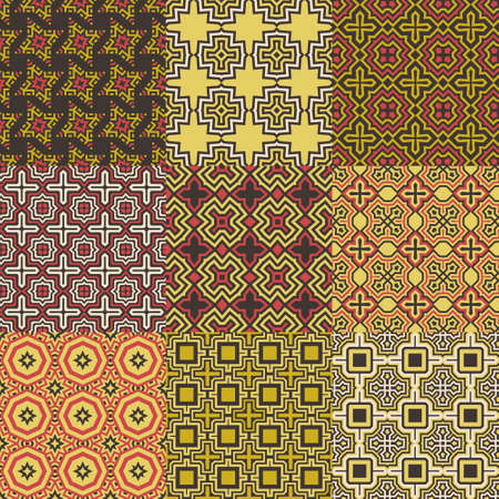 Collection of graphical vector seamless patterns. Abstract geometric wallpapers. Ornamental decorative background for cards, invitations, web design.のイラスト素材