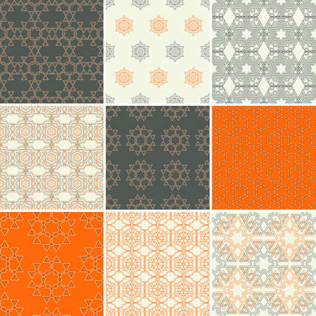 Set of nine seamless geometrical patternsのイラスト素材