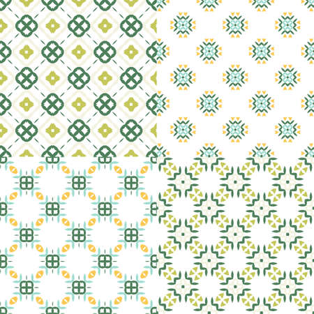 Elegant collection of four geometric seamless patterns. Ornamental background for cards, invitations, web pages. Retro texture or digital paper. Abstract modern tile.のイラスト素材