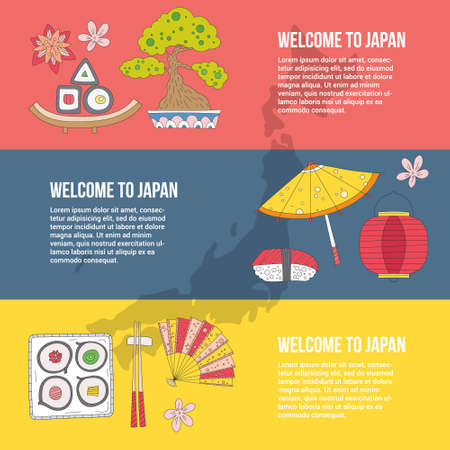 Traditional japanese symbols. Asian vector graphic elements. Travel concept. Handdrawn artistic illustration. Japan culture concept.のイラスト素材