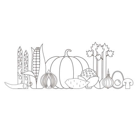 Set of fresh healthy vegetables made in flat style - each one is isolated for easy use. Healthy lifestyle or diet vector design element. Organic farm illustration.のイラスト素材