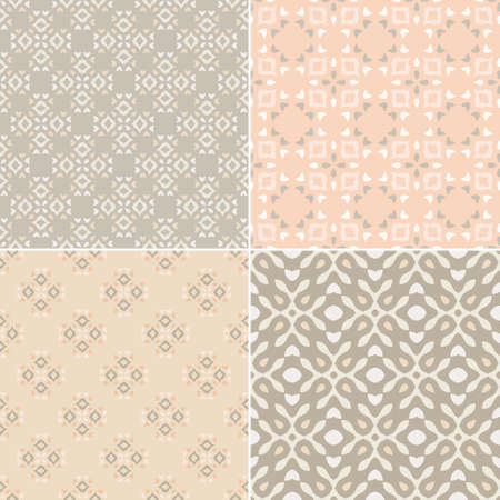 Elegant collection of four geometric seamless patterns. Ornamental background for cards, invitations, web pages. Retro texture or digital paper. Abstract modern tile.のイラスト素材