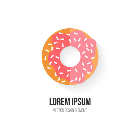 Donut vector concept. Design element for restaurant menu illustration or for . Flat design of food. Diet and unhealthy eating habits illustration.のイラスト素材