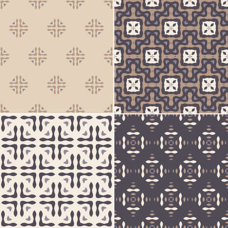 Elegant collection of four geometric seamless patterns. Ornamental background for cards, invitations, web pages. Retro texture or digital paper. Abstract modern tile.のイラスト素材