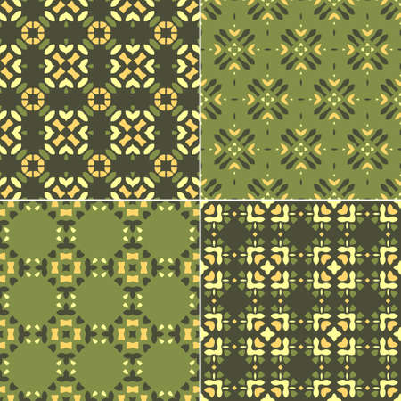 Elegant collection of four geometric seamless patterns. Ornamental background for cards, invitations, web pages. Retro texture or digital paper. Abstract modern tile.のイラスト素材