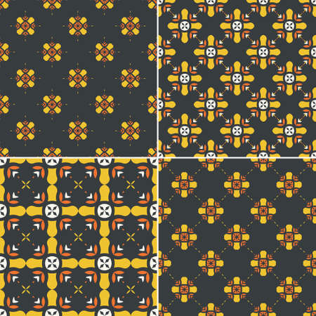 Elegant collection of four geometric seamless patterns. Ornamental background for cards, invitations, web pages. Retro texture or digital paper. Abstract modern tile.のイラスト素材