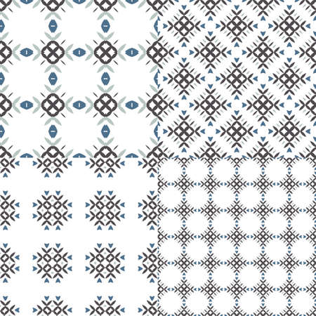 Elegant collection of four geometric seamless patterns. Ornamental background for cards, invitations, web pages. Retro texture or digital paper. Abstract modern tile.のイラスト素材