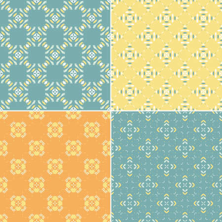 Elegant collection of four geometric seamless patterns. Ornamental background for cards, invitations, web pages. Retro texture or digital paper. Abstract modern tile.のイラスト素材