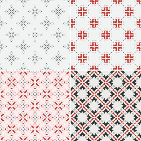 Elegant collection of four geometric seamless patterns. Ornamental background for cards,...